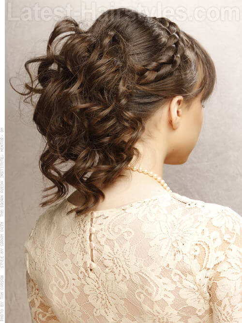 Updo with Tiara Braid Back View