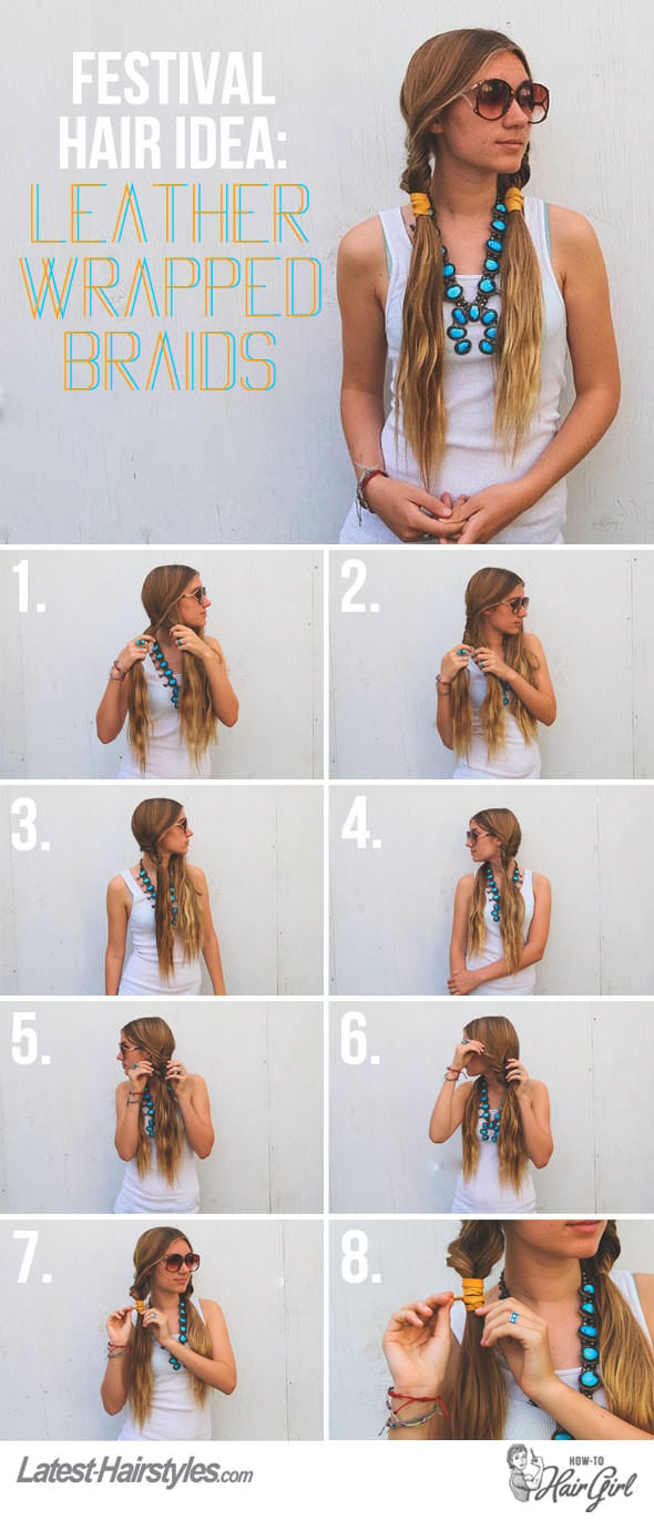 Festival Hair Tutorial: Leather Wrapped Braids