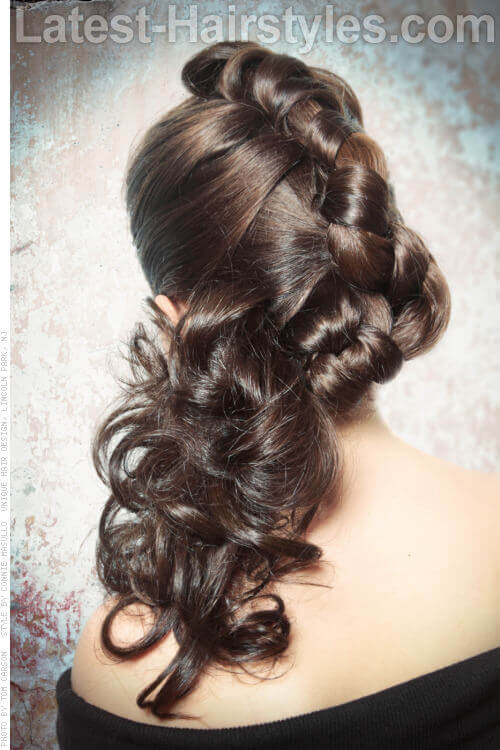 Modern Braided Updo for Long Hair Back