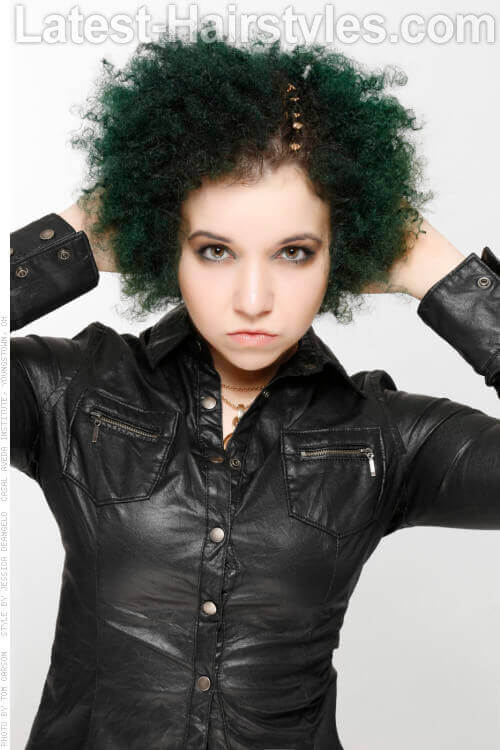 Naturally Textured Deep Forest Green Edgy Hairstyle