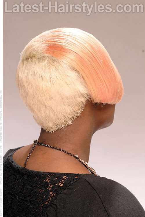 Short Blonde Hairstyle with Soft Pastel Color Back