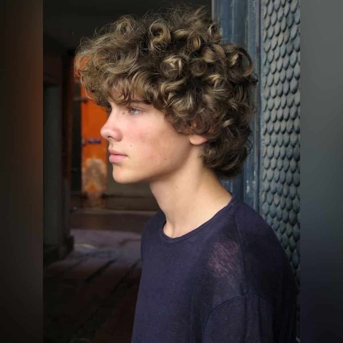 Teen boy curly hair
