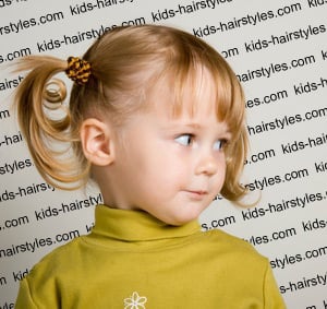 little girl with pigtails
