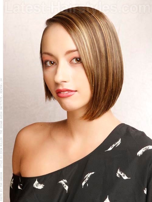Teen with uneven bob hairstyle