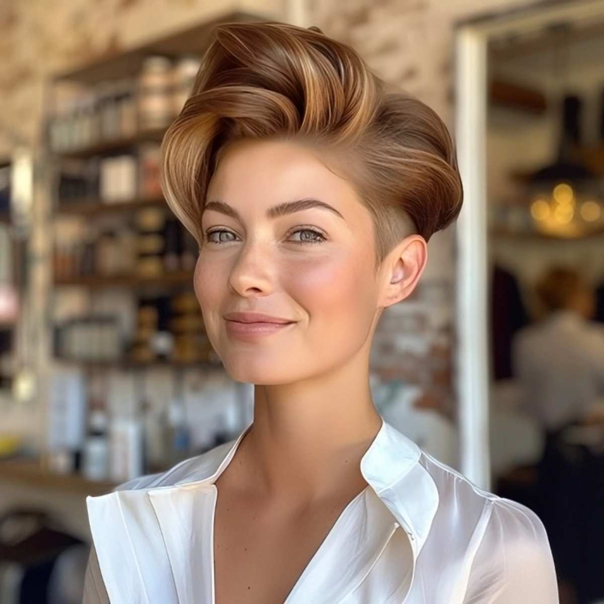 Short Fashionable Hairstyle with Small Pouf