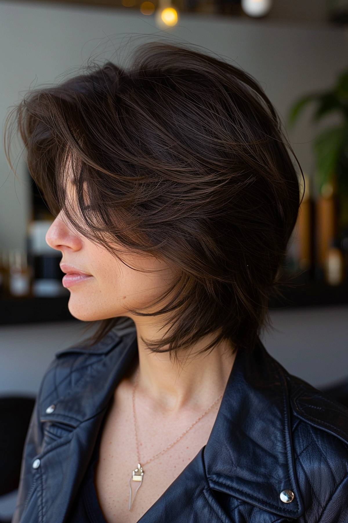 Flared bob haircut with layered ends