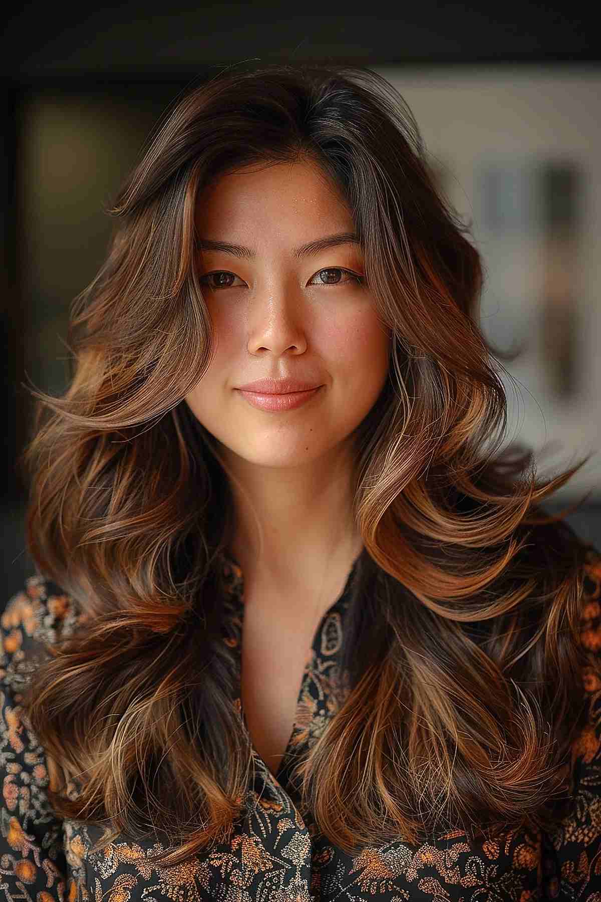 90s fox cut with voluminous, bouncy layers and blowout styling for thick hair