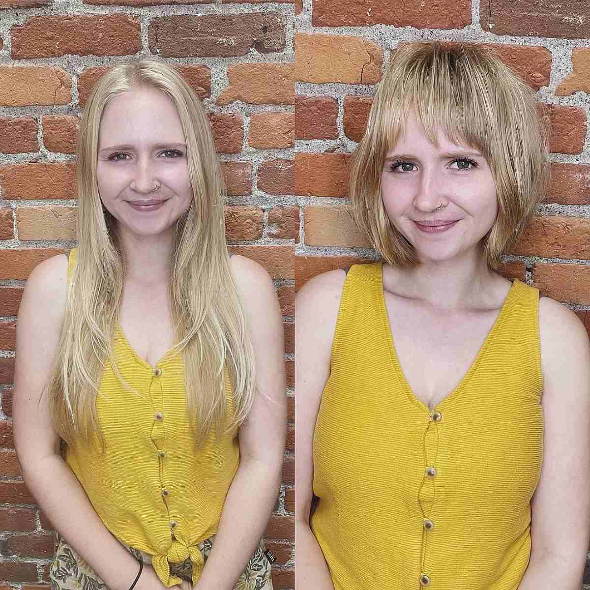 '90s Neck-Length Haircut with Bangs for Straight Hair
