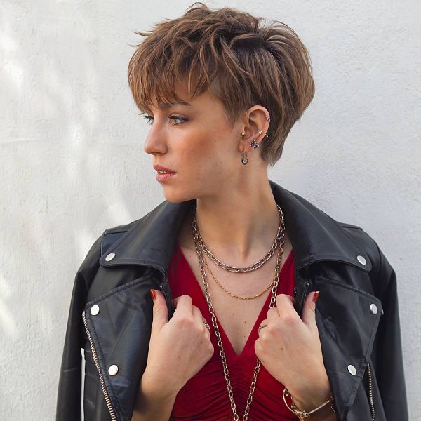 a textured pixie bob with tapered nape
