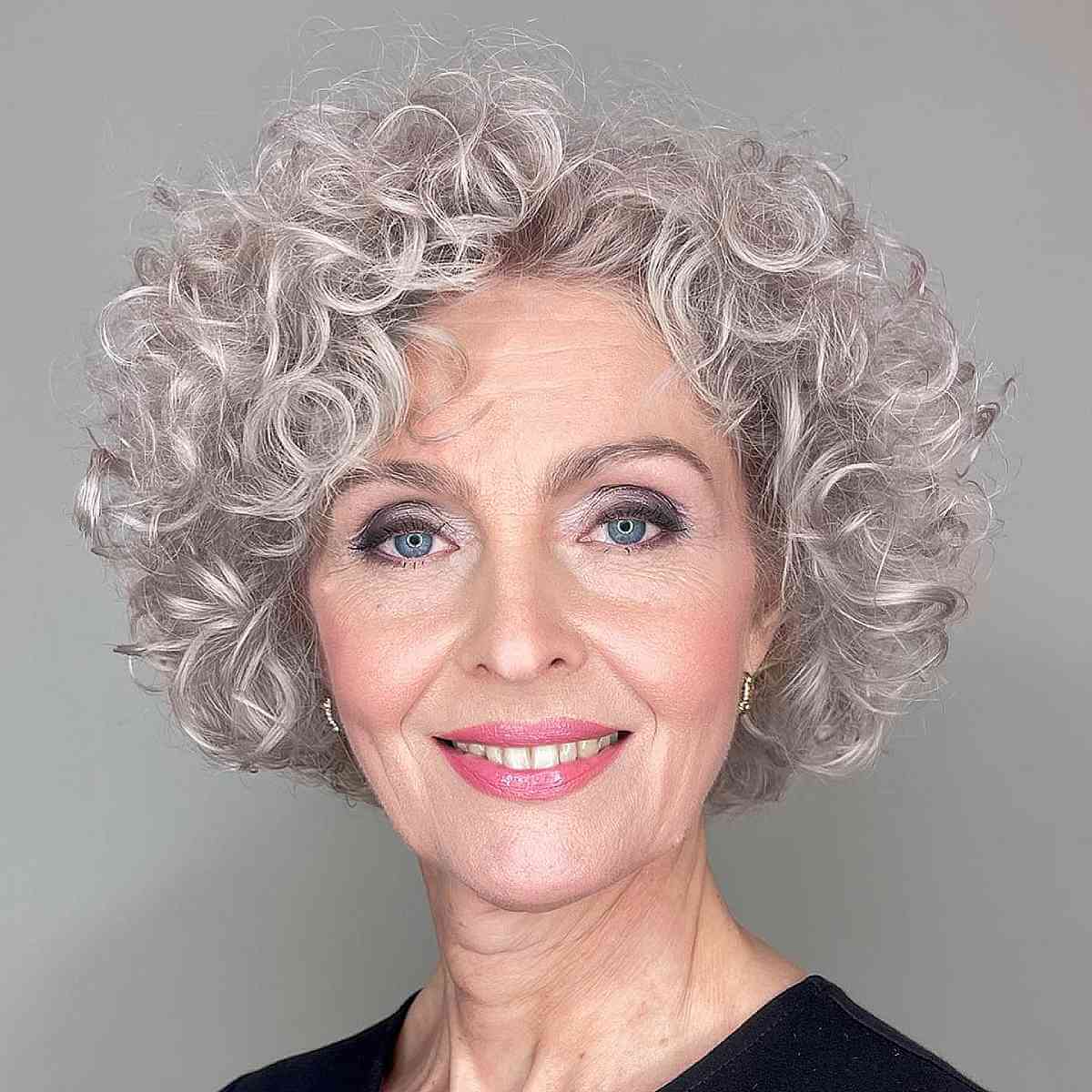 Cute Short Curly Hairstyle for Older Ladies