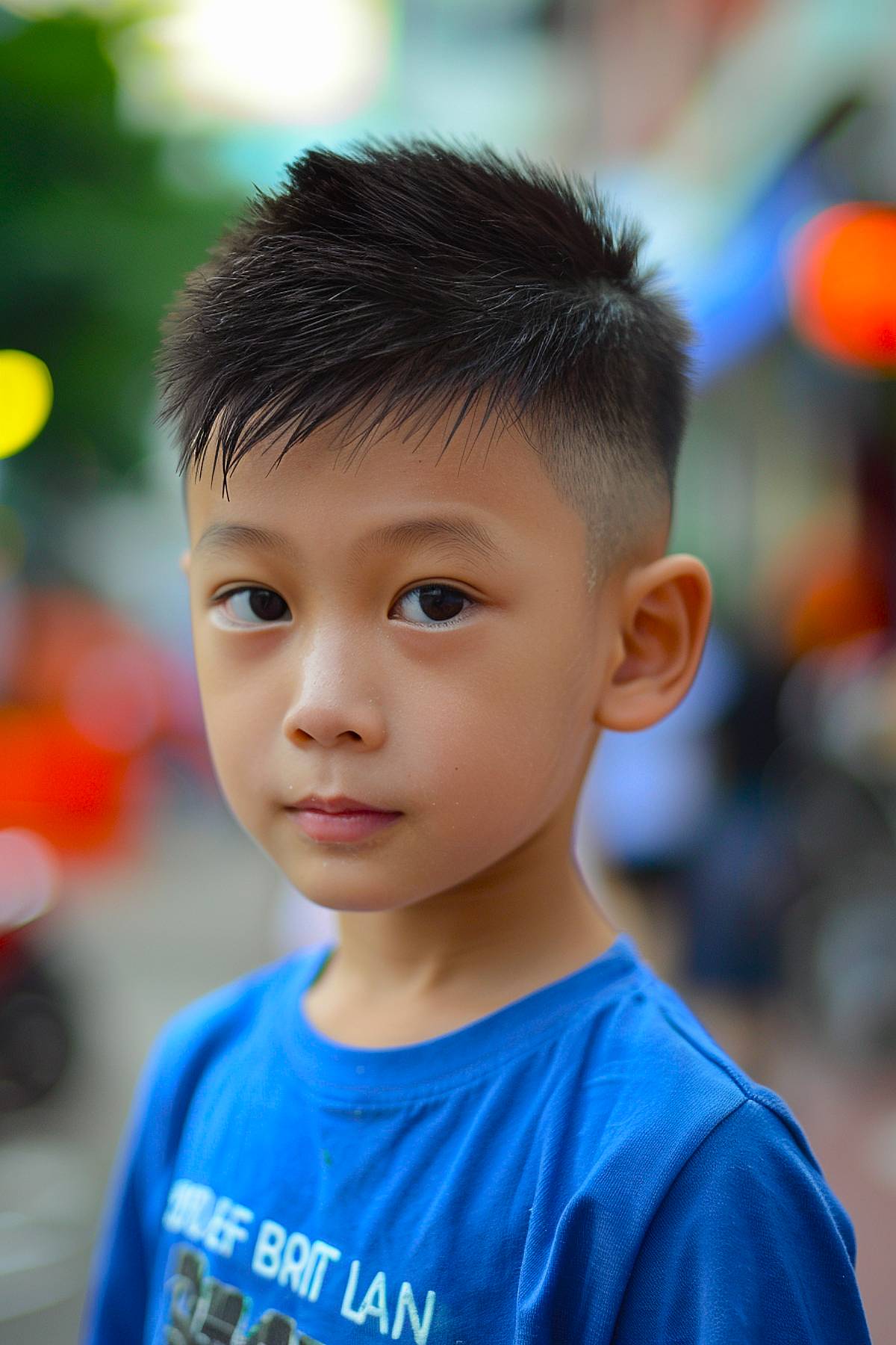 Short haircut for boys with a tapered fade and textured top