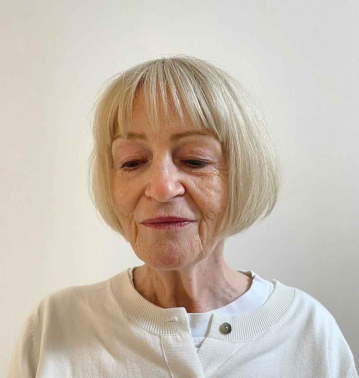 A Jaw-Length French Bob for women turning 60