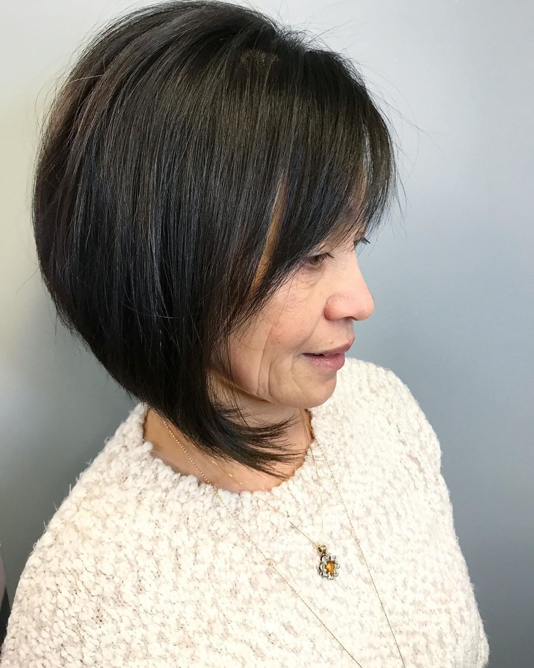 a line bob for women at 50 plus