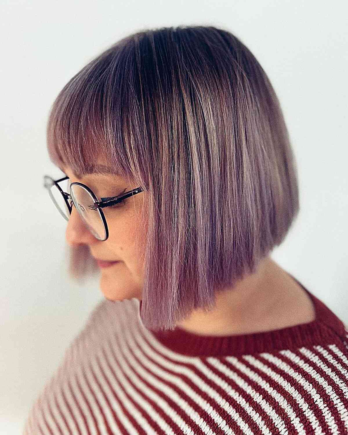 A-Line Haircut with Lavender Tones