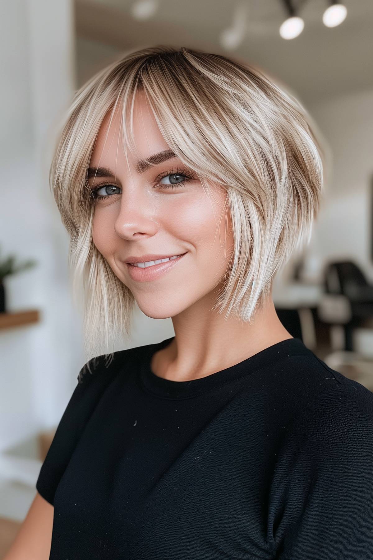 Long Pixie Bob Haircut with Curtain Bangs