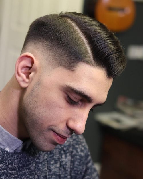 Dapper Comb Over Side Part with Low Fade