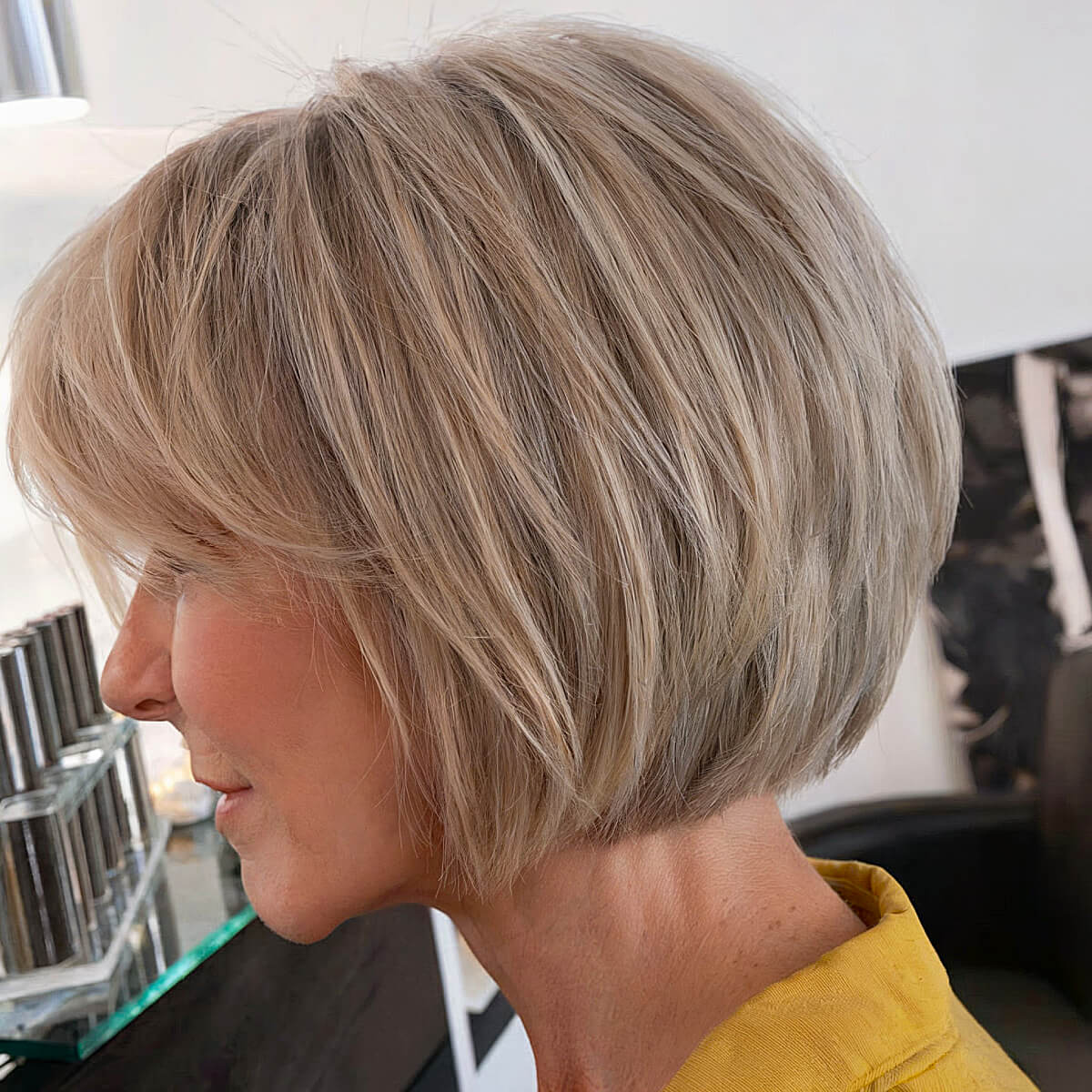 Modern dishwater blonde hair for older women