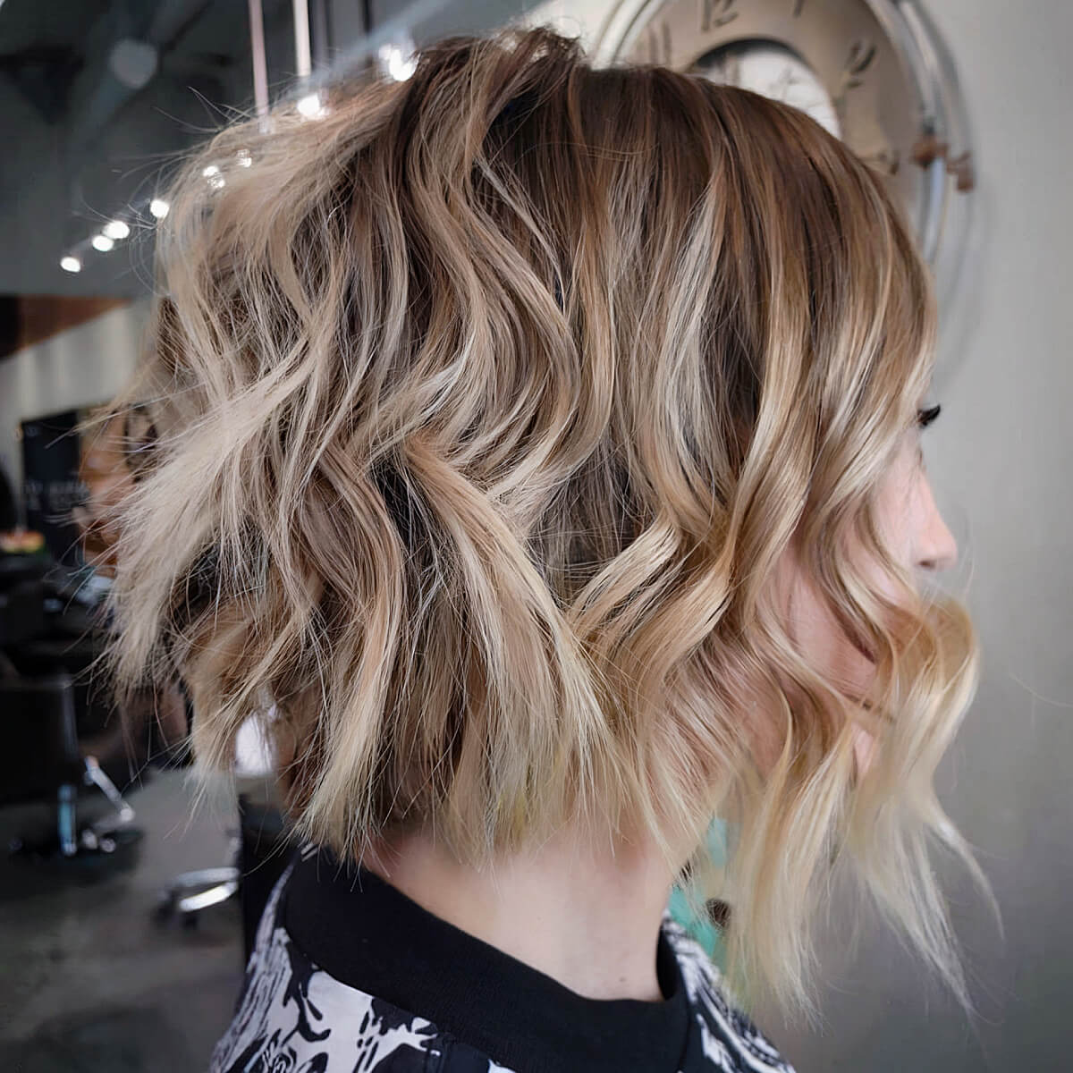 No-Fuss Wavy Angled Bob Cut