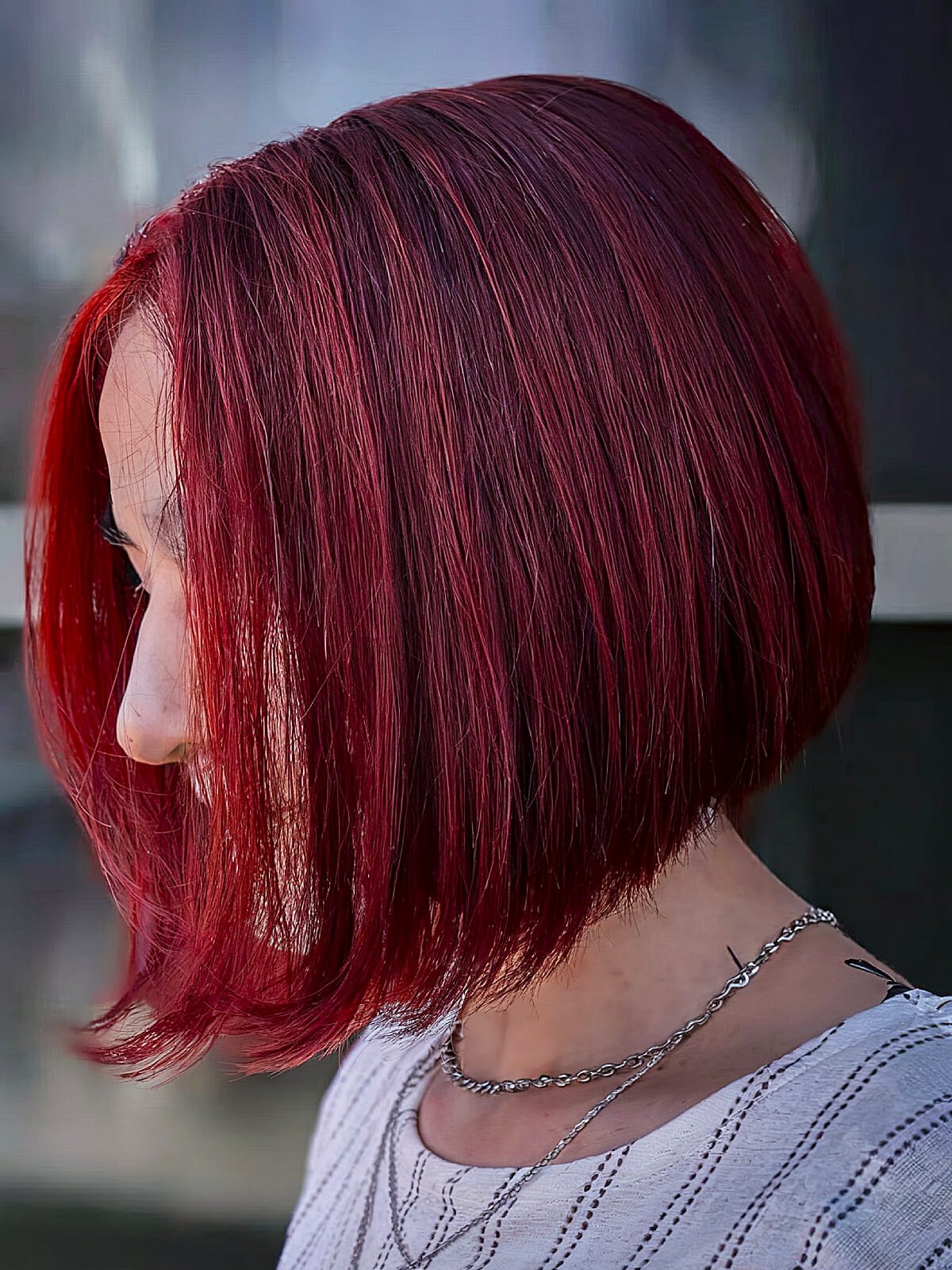 Sleek Angled Bob with Red Panels