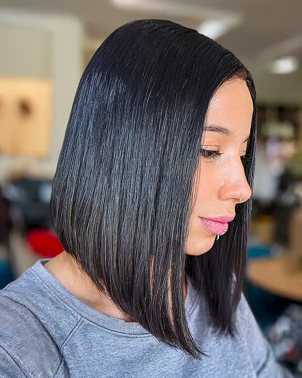 Sleek Shoulder-Length Angled Bob