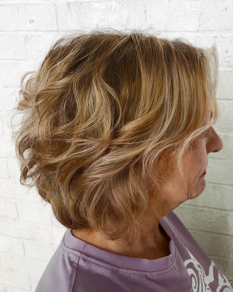 A Soft dirty blonde money pieces for women over 70