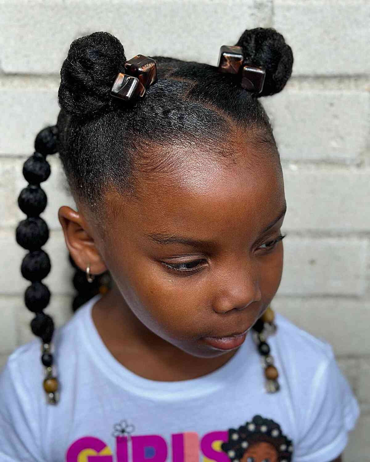 Adorable Pigtails with Space Buns for Little Black Girls