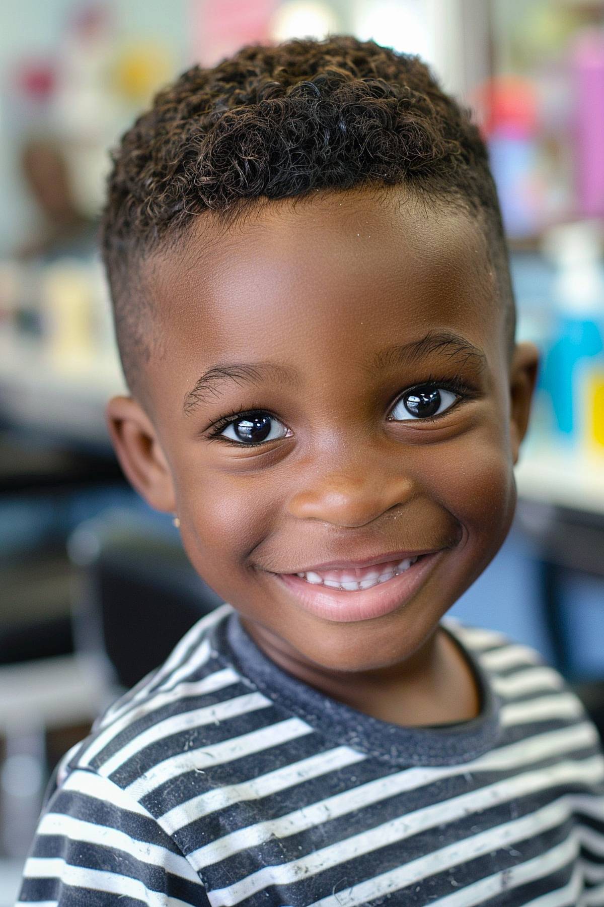 Short toddler haircut for boys with soft curls