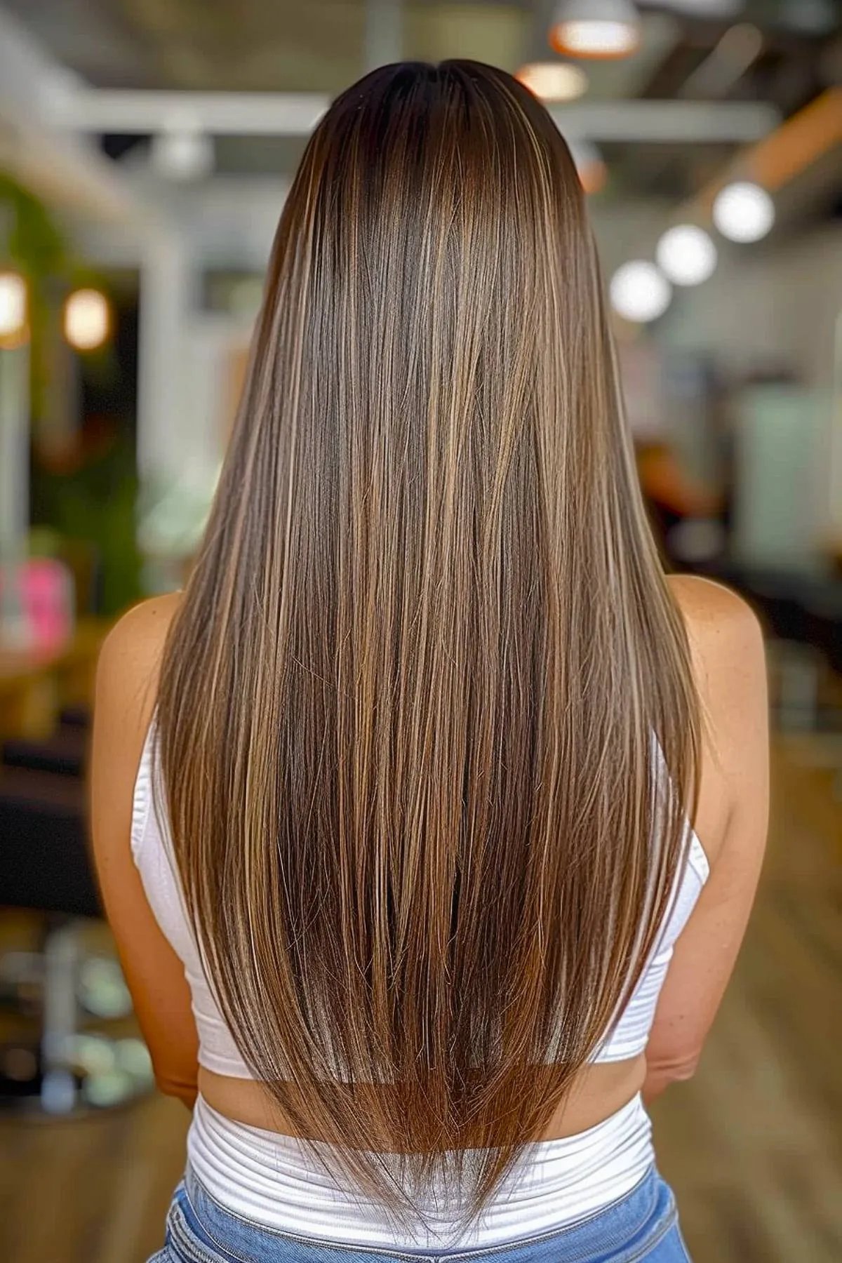 Long straight aesthetic hairstyle with soft layers