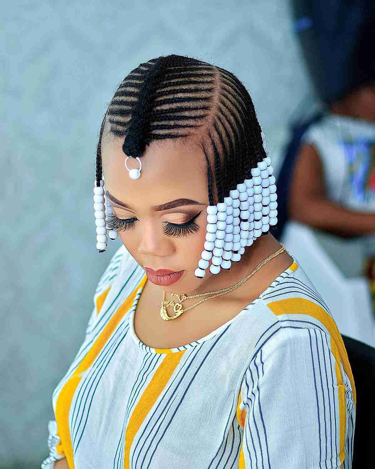 African-American Unique Braids with Beads