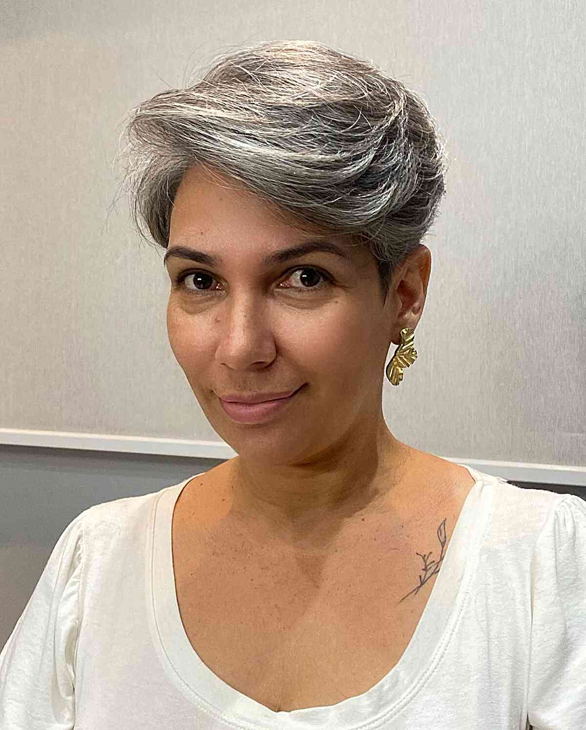 Airy Feathered Long Pixie with Deep Side Part for Mature Women