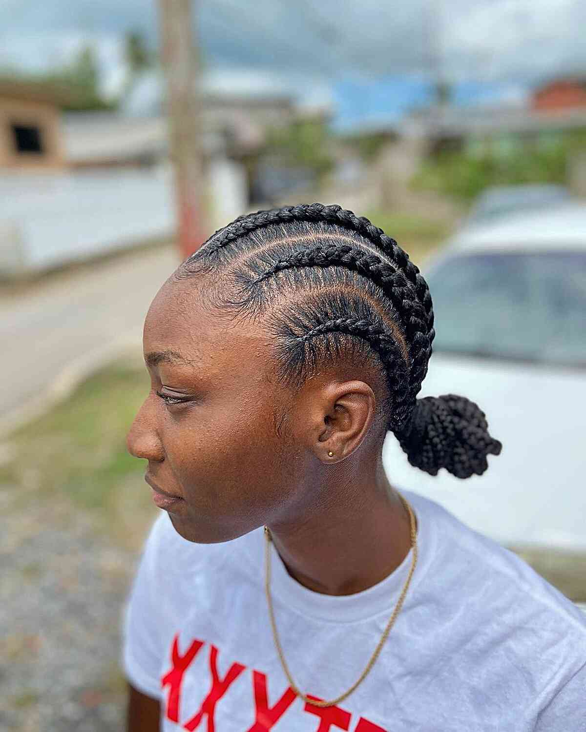 Portrait of pretty strong young Black woman with braided hair walking home  after outdoor badminton training Stock Photo - Alamy