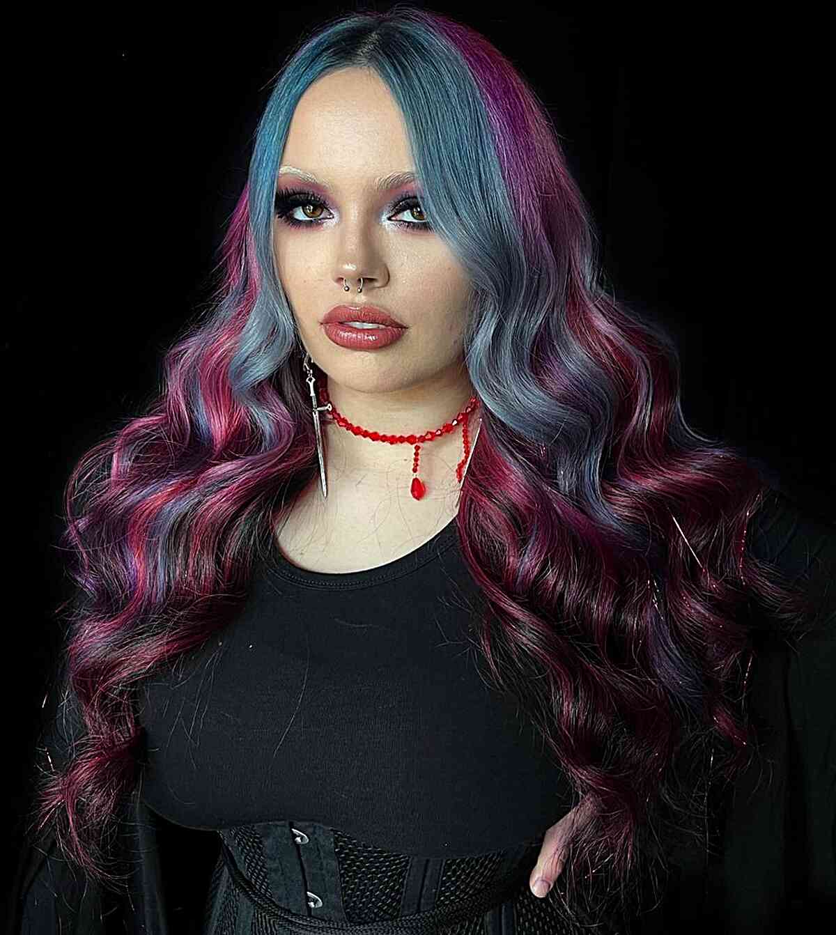 Alternative Vivid Colors on Long Thick Hairstyle