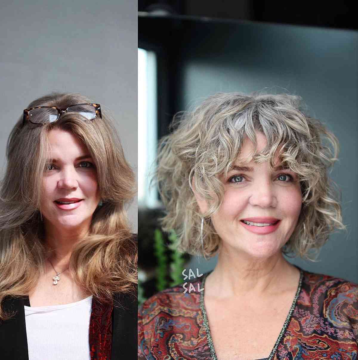 Amazing Silver Curls with Wispy Bangs