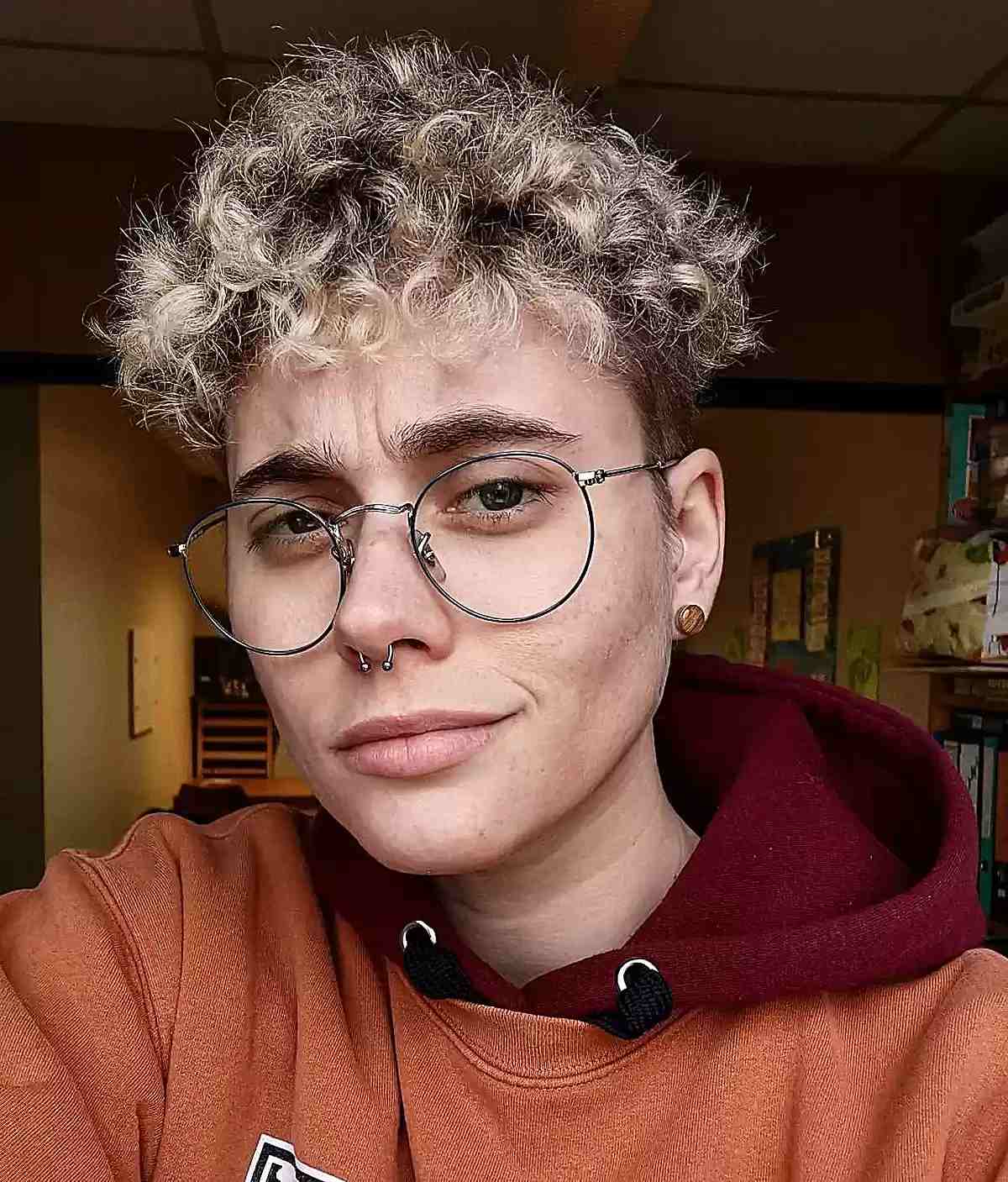 Androgynous Curly Top with Short Sides