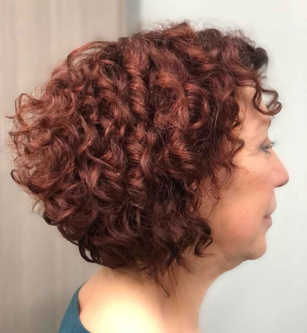 Angled Bob for Curly Hair for women in their 60s