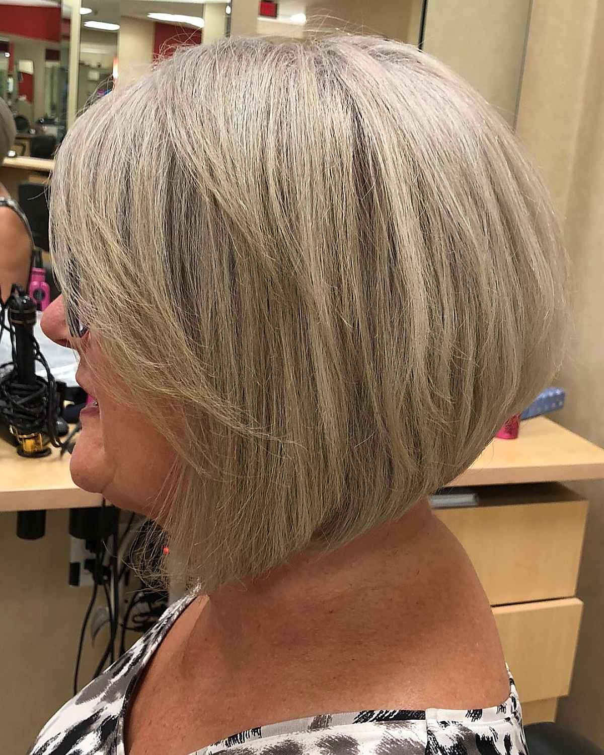 Angled Bob with Layers for Senior Women Over 60