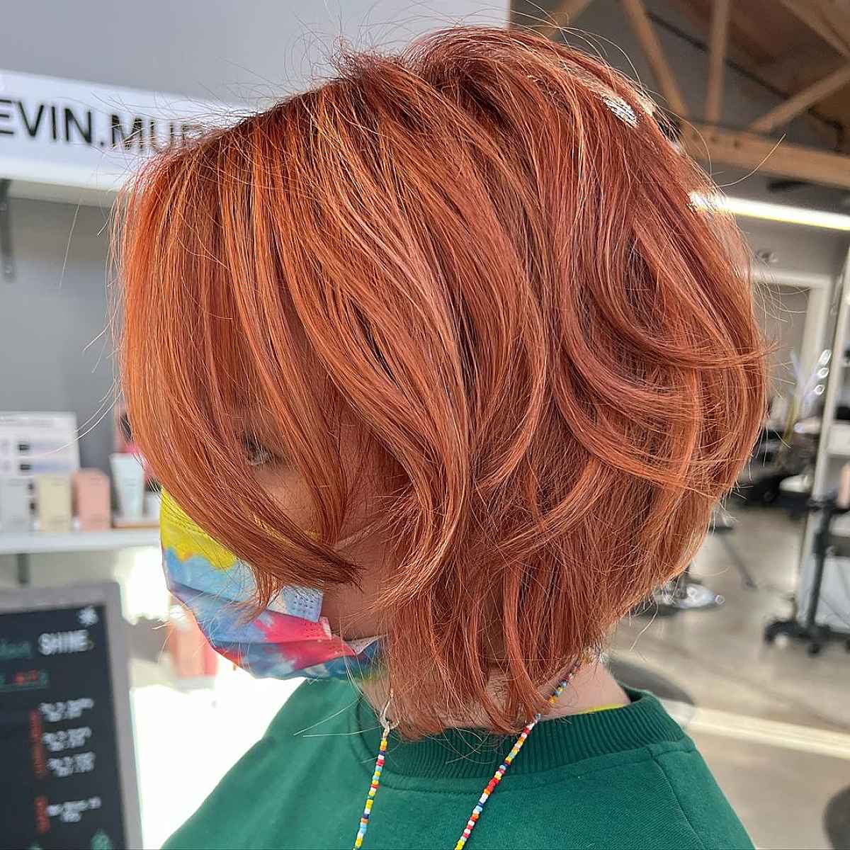 Angled Copper Bob with Swoopy Layers