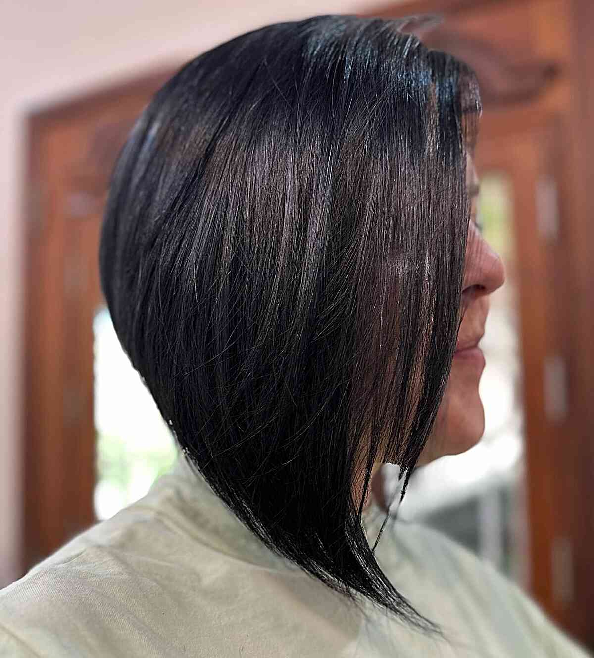Angled Long Bob Hair with Stacked Layers