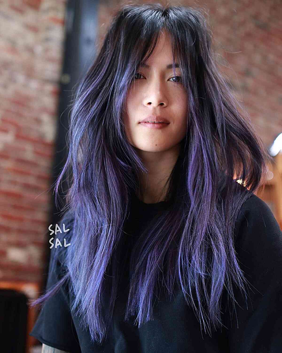 Anime-Inspired Long Purple Shag for Thick Hair and ladies with extra long hair