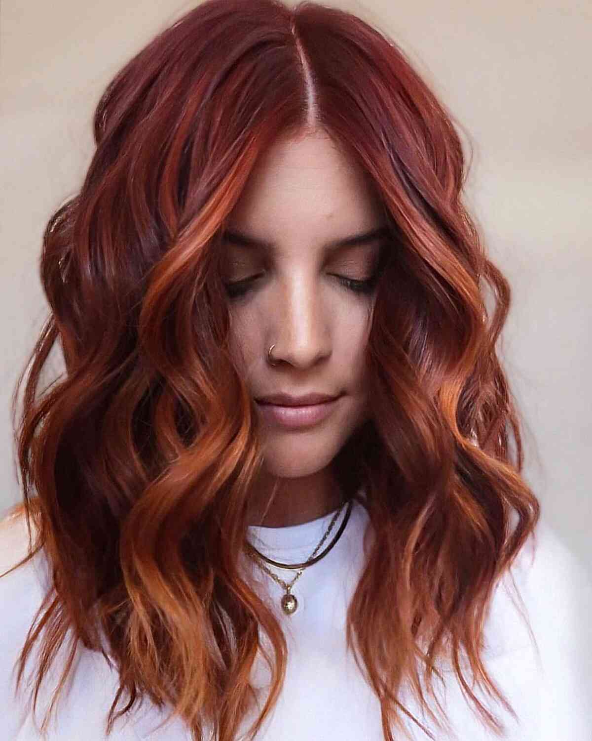 Apple Cider Red Hair Color for women with mid-length hair