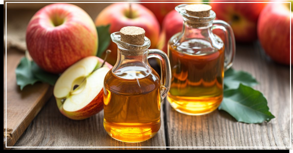 Bottles containing apple cider vinegar
