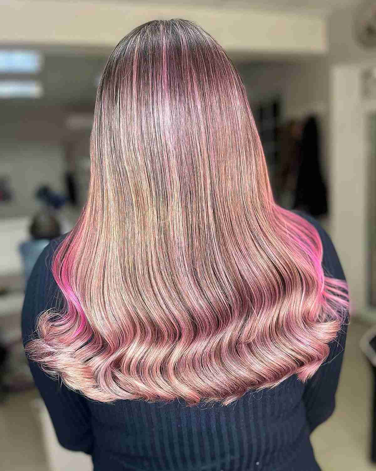 Ash Blonde Babylights with Hints of Pink Balayage
