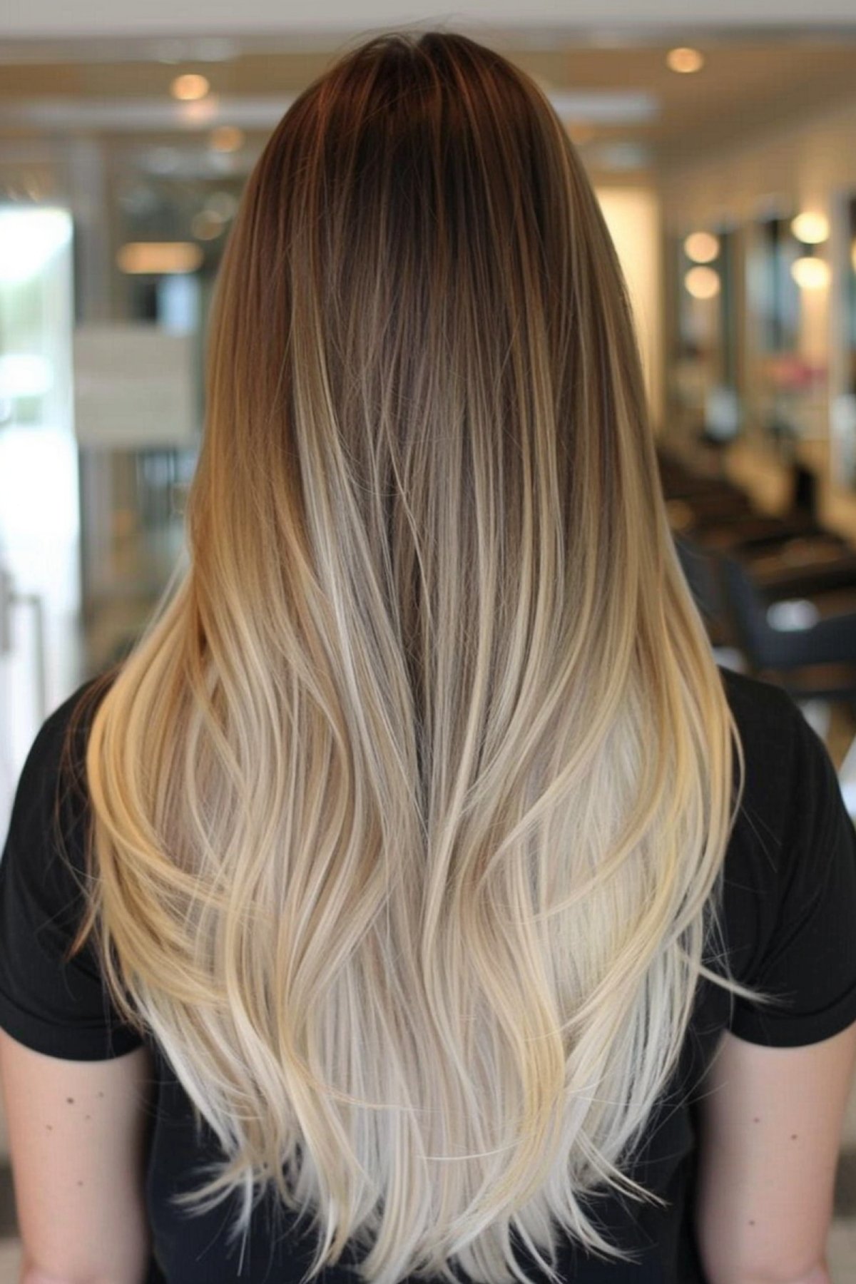 Seamless Ombre Transition from Ash Brown to Platinum Blonde