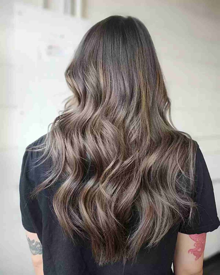 25 Gorgeous Mushroom Brown Balayage Hair Color Ideas   Ash Mushroom Brown Balayage Highlights With Layers 720x900 