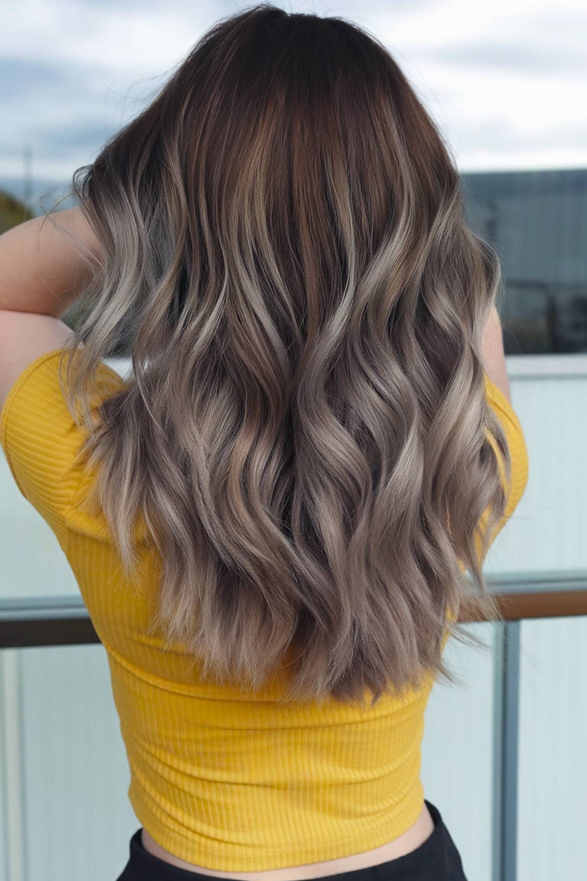 Ashy brunette balayage hair