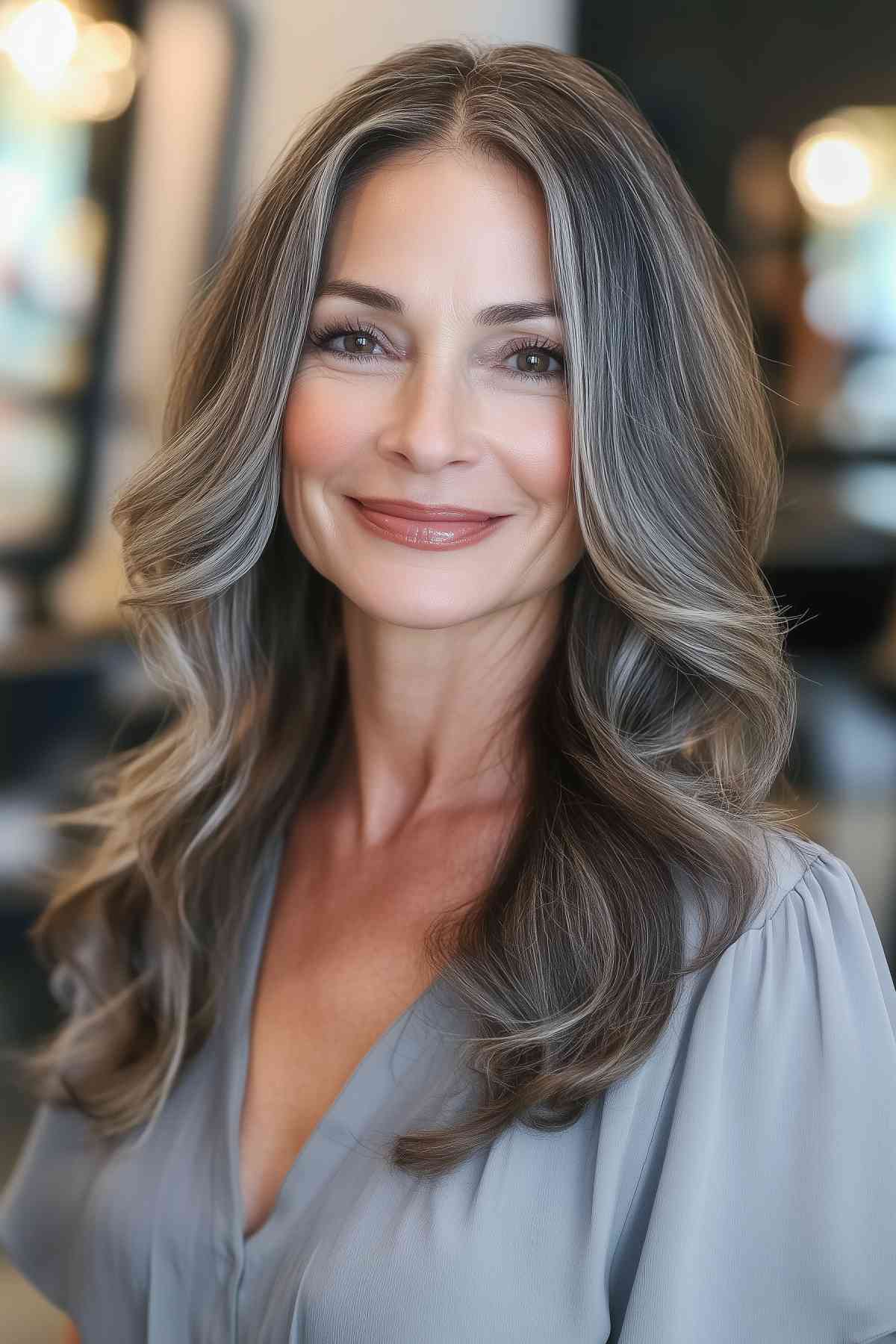 Ashy brunette fall hair color for women over 50