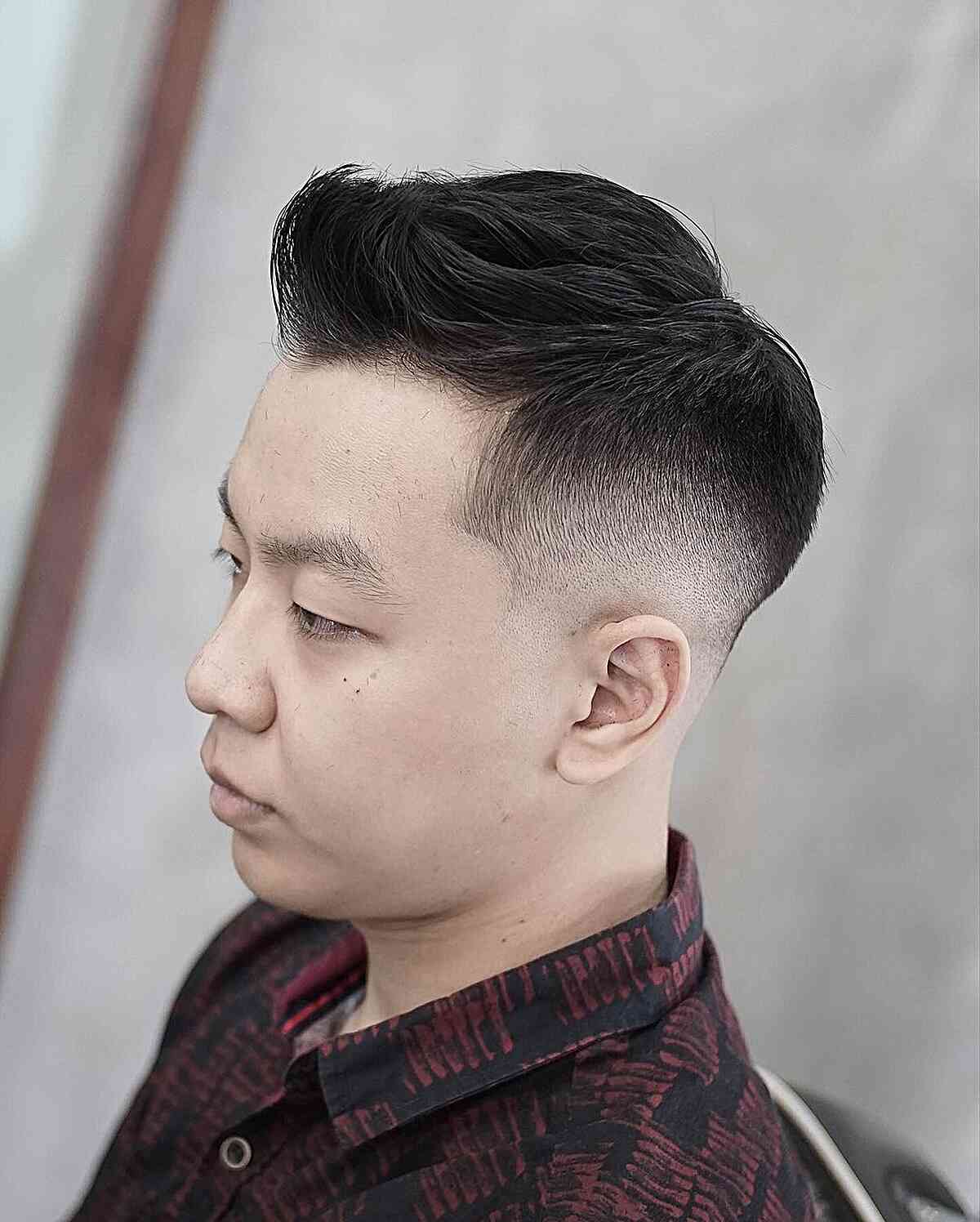Asian Quiff Hairstyle with Fade
