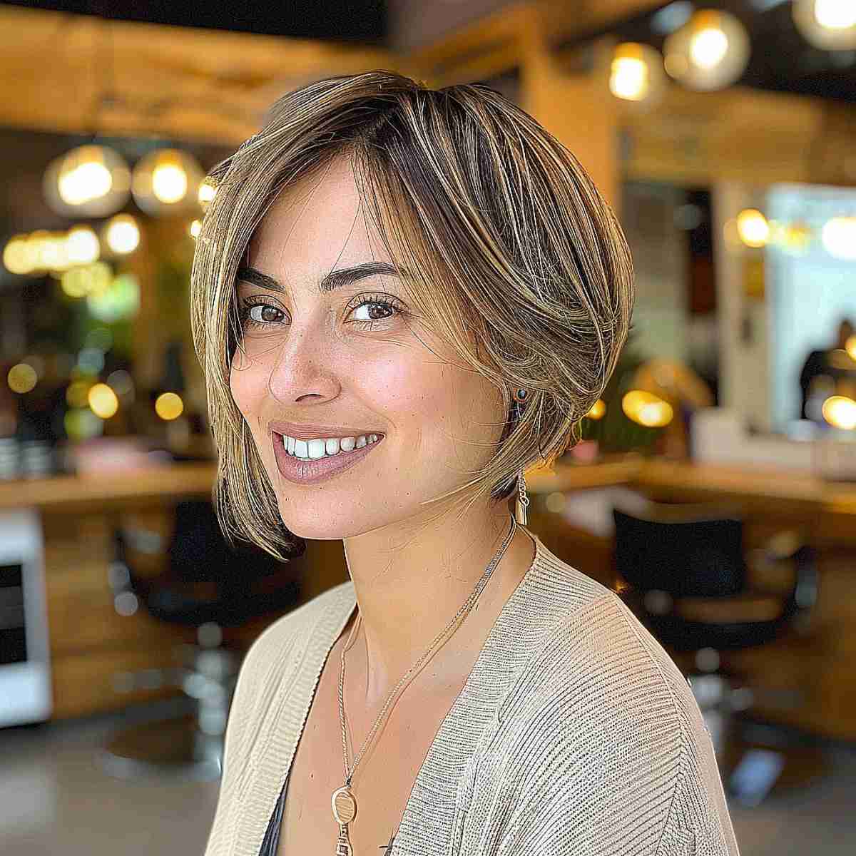Asymmetrical Bob with Face Framing Layers