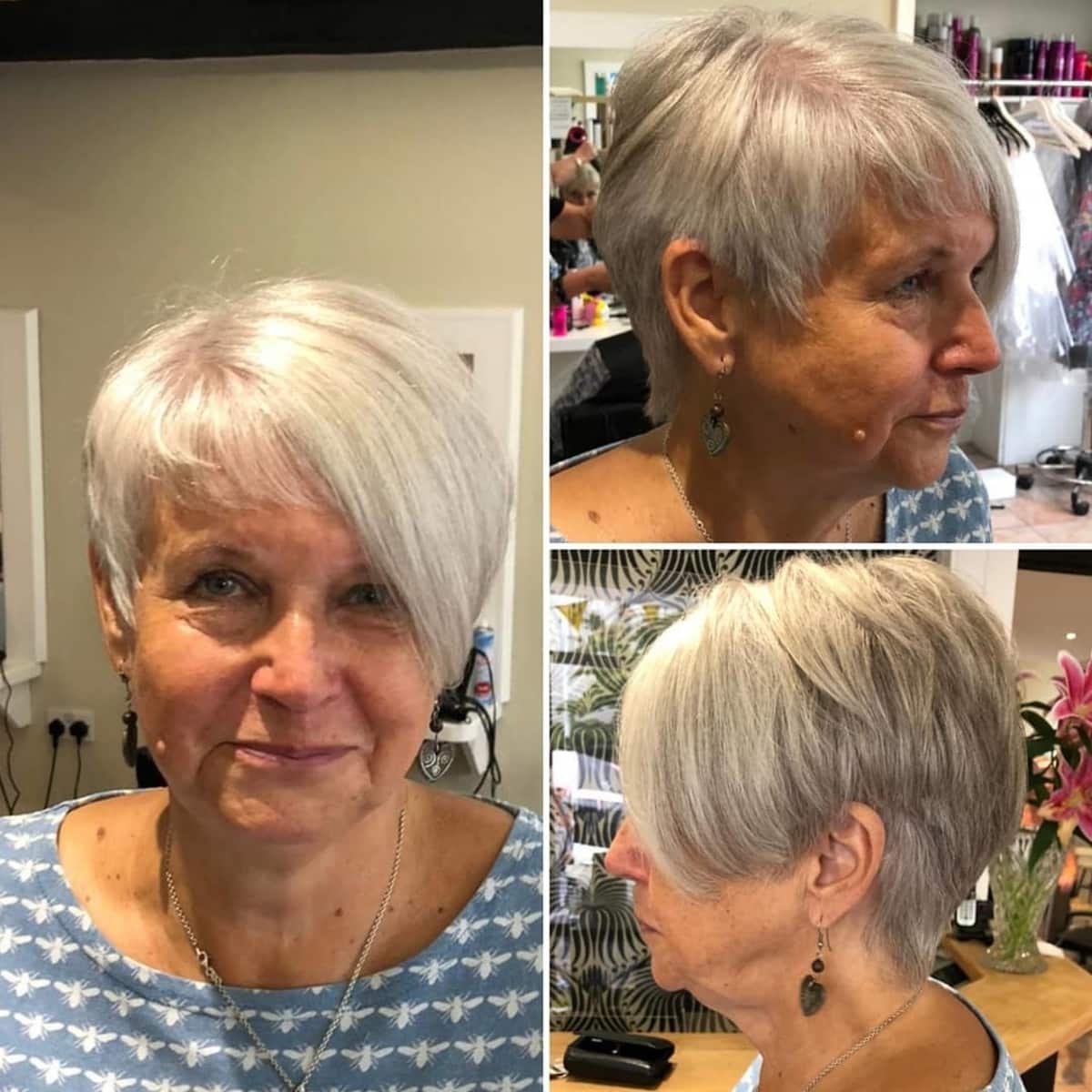 Asymmetrical Layered Haircut for women in their 60s with Thin Hair