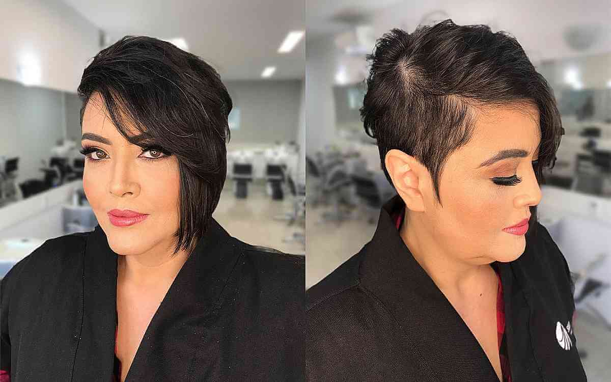 Edgy Asymmetrical Lob with Side-Swept Fringe for Ladies 50 and Over